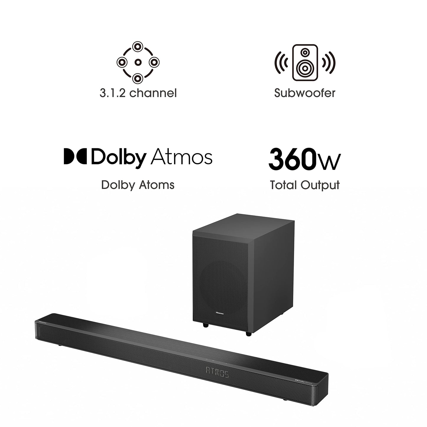 Hisense E77K 4K QLED TV with AX3120G Soundbar