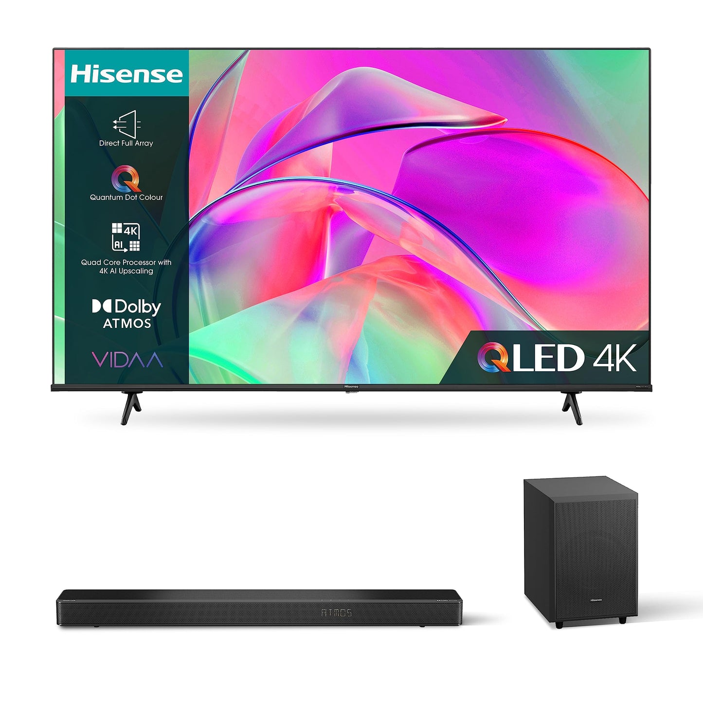 Hisense E77K 4K QLED TV with AX3120G Soundbar