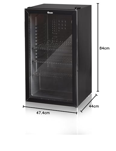 Swan SR12030BN 80L Undercounter Glass Door Drinks Fridge – Black
