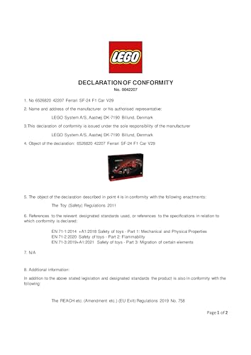 LEGO Technic Ferrari SF-24 Formula 1 Car Model 42207