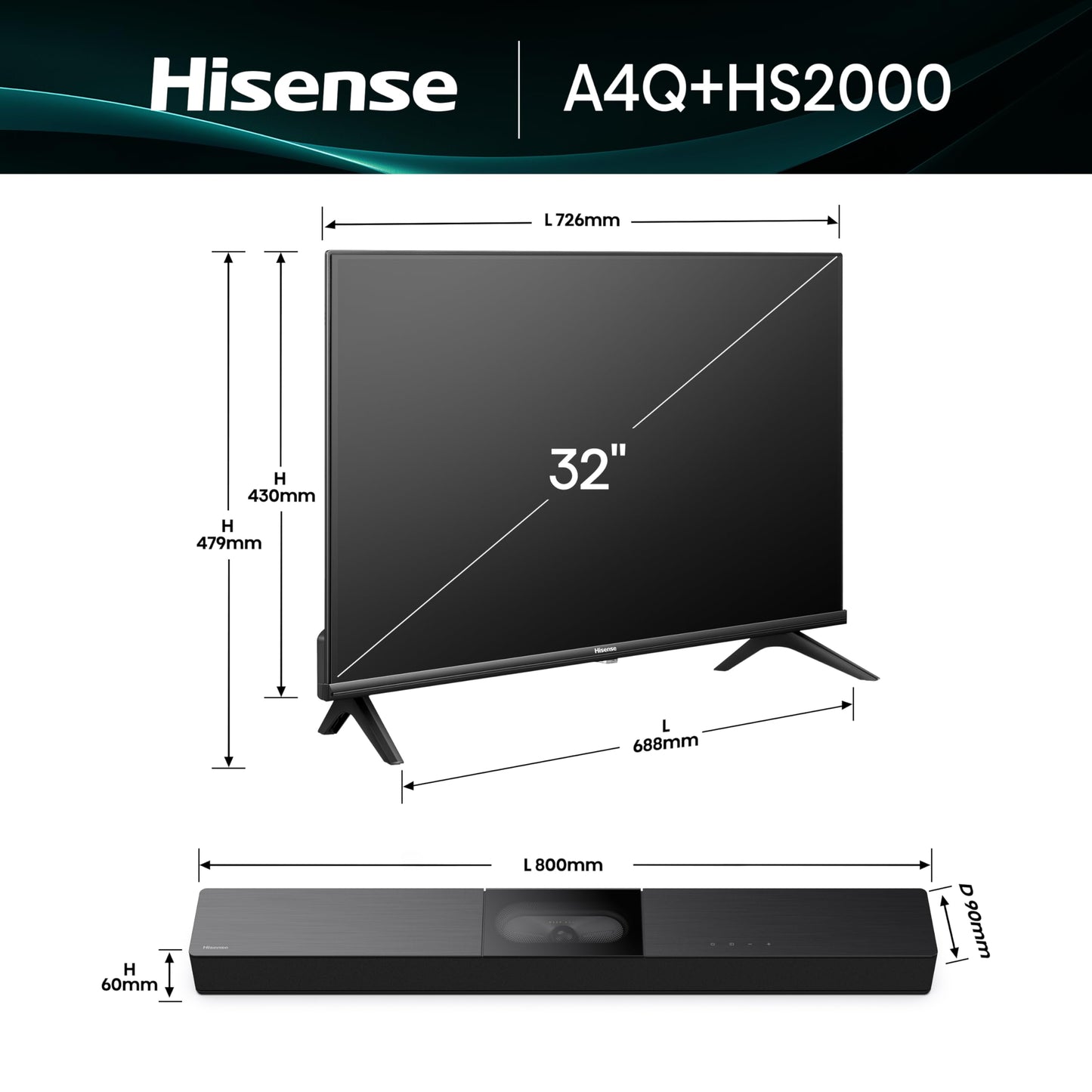 Hisense 32A4QTUK Smart TV with HS2000 Soundbar