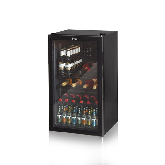 Swan SR12030BN 80L Undercounter Glass Door Drinks Fridge – Black
